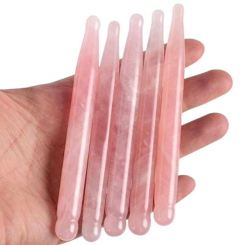 Gua Sha Tool Rose Quartz - Pluma de masaje ocular, varita de
