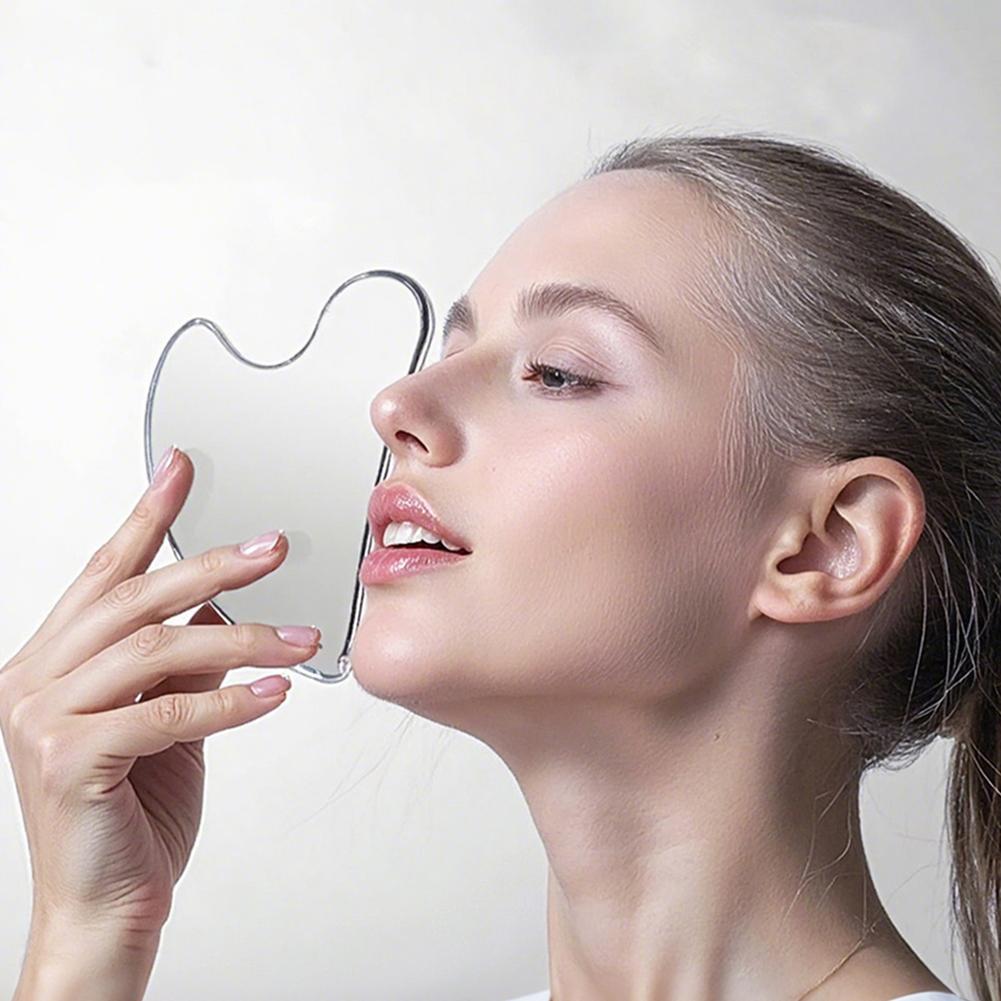 Gua Sha Tool Rose Quartz - Tabla Gua Sha de acero inoxidable,
