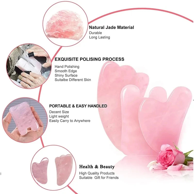 Tabla Gua Sha de cuarzo rosa,  - Gua Sha Tool Rose Quartz reseña y precio